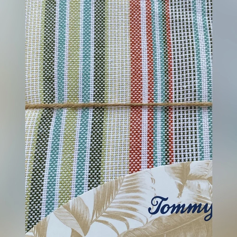 Tommy Bahama Hannah Striped Indoor Outdoor Patio Fabric Round Tablecloth 70